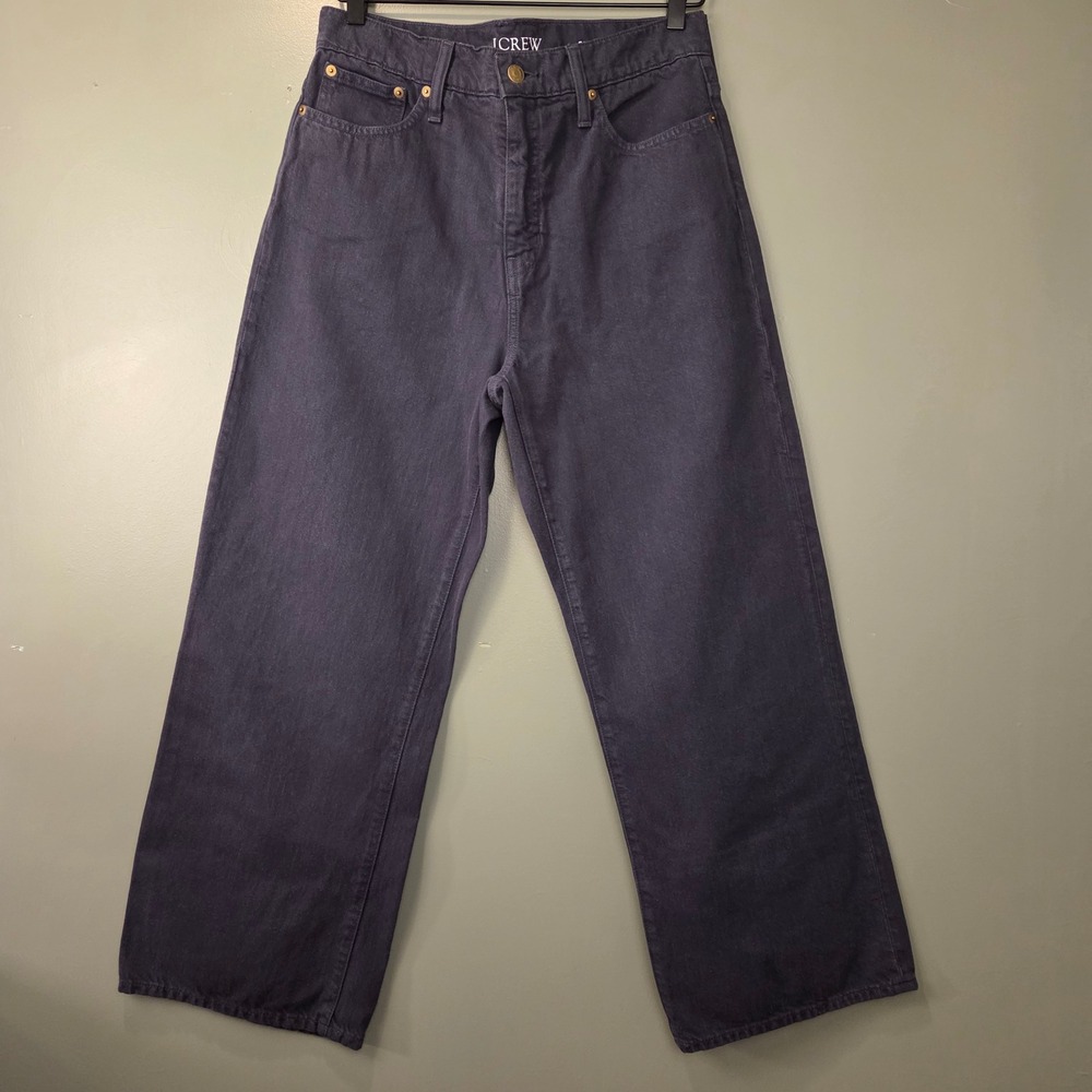 J.Crew Women's Slim Wide Leg Jeans High Rise Navy Blue Size 29